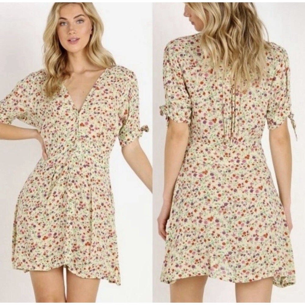 Faithfull The Brand Marianne Bastille Size L Floral Mini Dress Boho Feminine